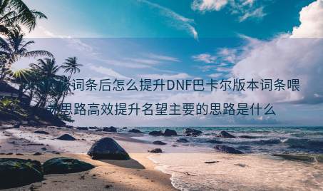 dnf60级词条后怎么提升DNF巴卡尔版本词条喂养思路高效提升名望主要的思路是什么